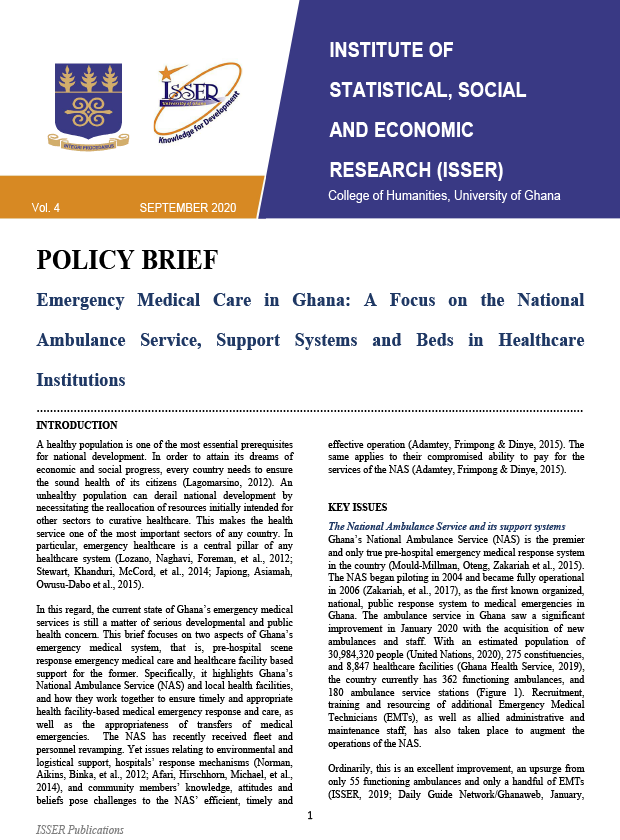 Emergency Medical Care in Ghana: A Focus on the National Ambulance Service, Support Systems and Beds in Healthcare Institutions