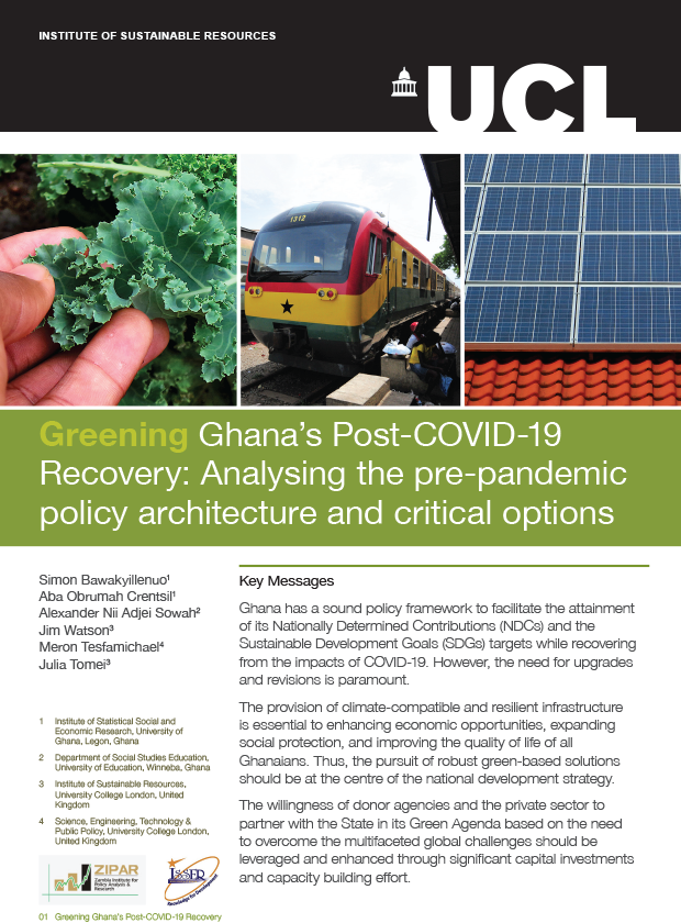 Greening Ghana’s Post-COVID-19Recovery: Analyzing the pre-pandemic policy architecture and critical options