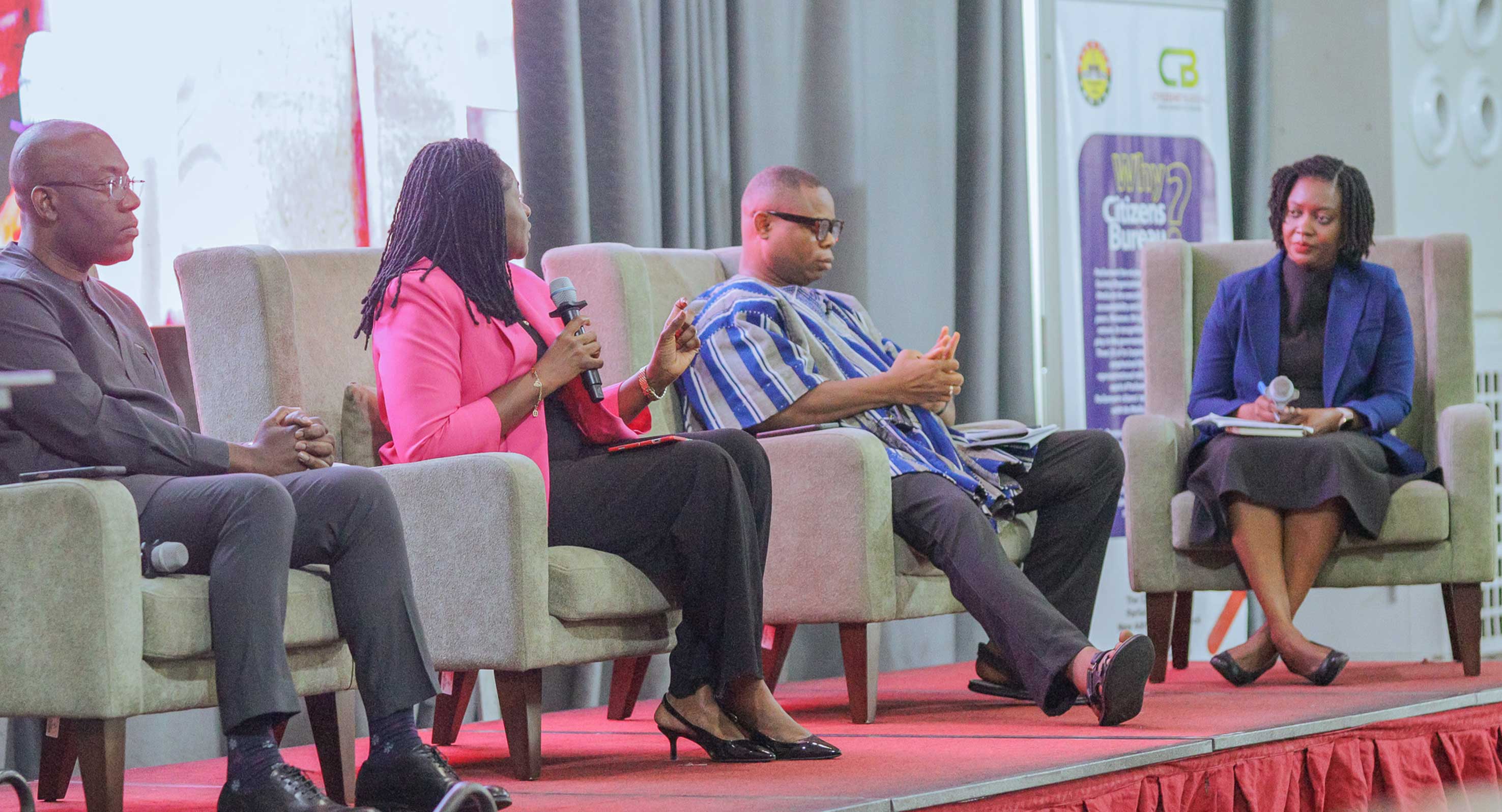 Dr. Nana Amma Asante-Poku of ISSER’s Economics Division moderates a panel discussion on strengthening economic governance and public financial management through evidence and collaboration.