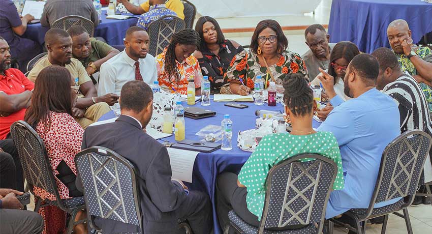 Panellist Prof. Irene Susan Egyir leads a thematic group discussion during the policy dialogue.