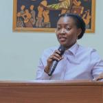Dr Nana Amma Asante-Poku, Coordinator of the ISSER Seminar Series, facilitates a seminar session.
